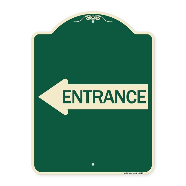 Signmission Left Arrow Entrance Heavy-Gauge Aluminum Architectural Sign, 24" H, G-1824-24235 A-DES-G-1824-24235 - main